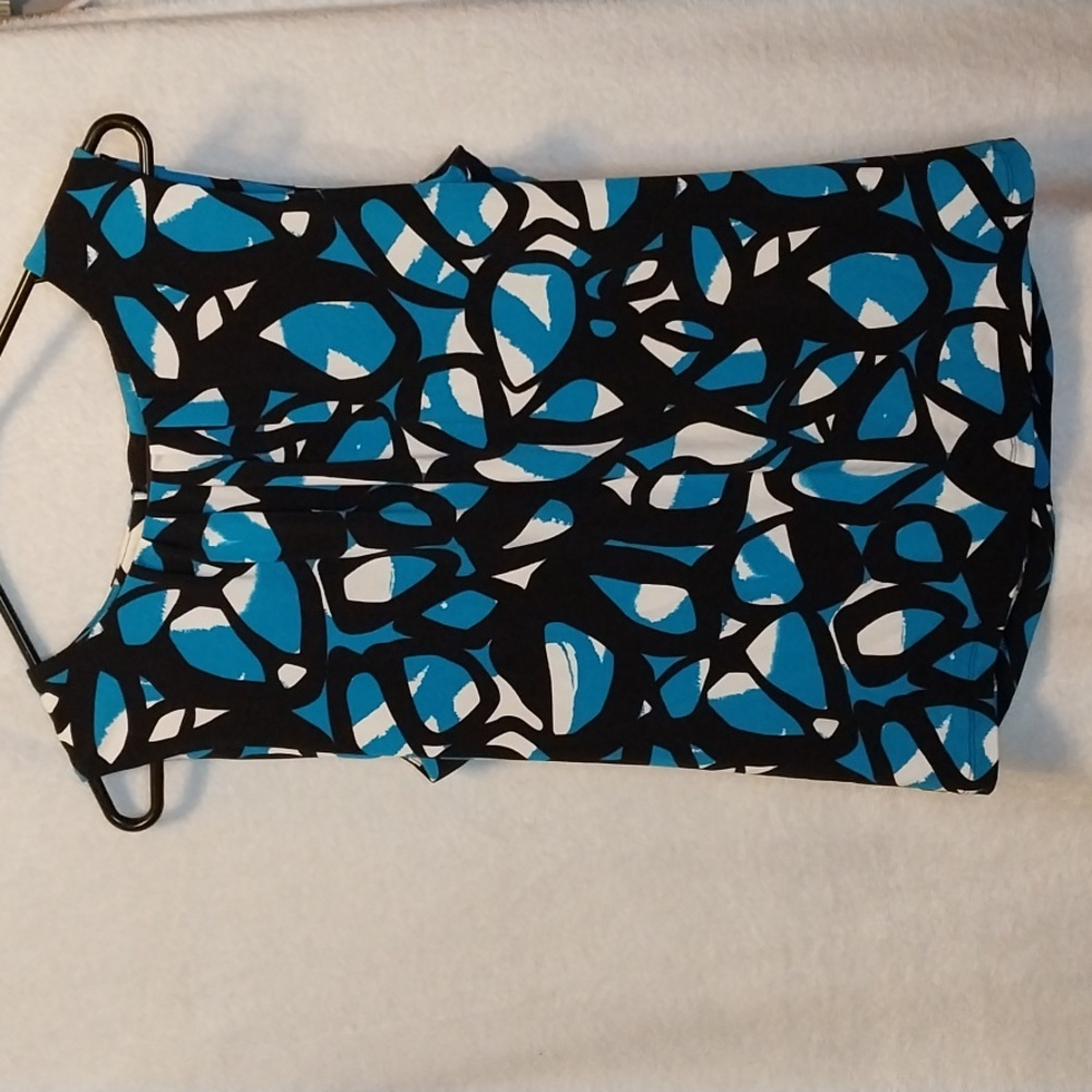 Calvin Klein Blue, Black, & White Sleeveless Dress Top